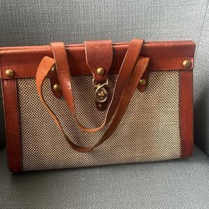 John Romain Vintage Leather Woven Doctors Handbag